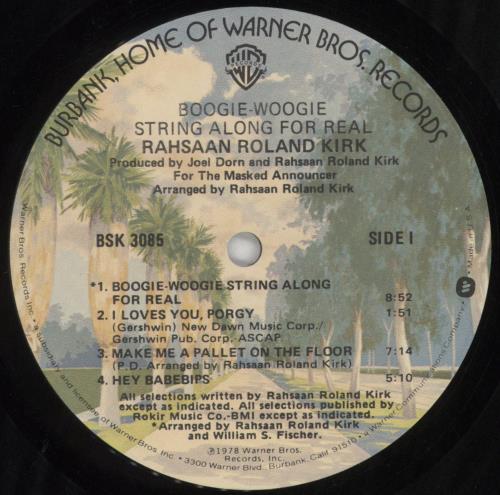 Roland Kirk Boogie-Woogie String Along For Real vinyl LP album (LP record) US LKKLPBO551411