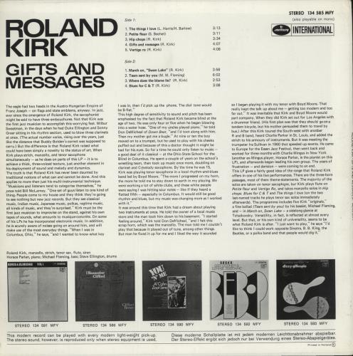 Roland Kirk Gifts And Messages vinyl LP album (LP record) Dutch LKKLPGI866506