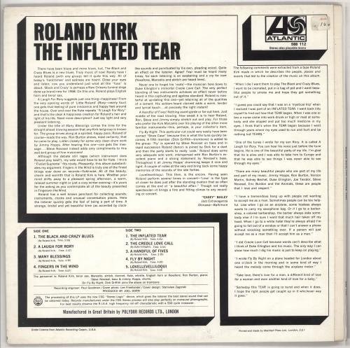 Roland Kirk Inflated Tear vinyl LP album (LP record) UK LKKLPIN559968