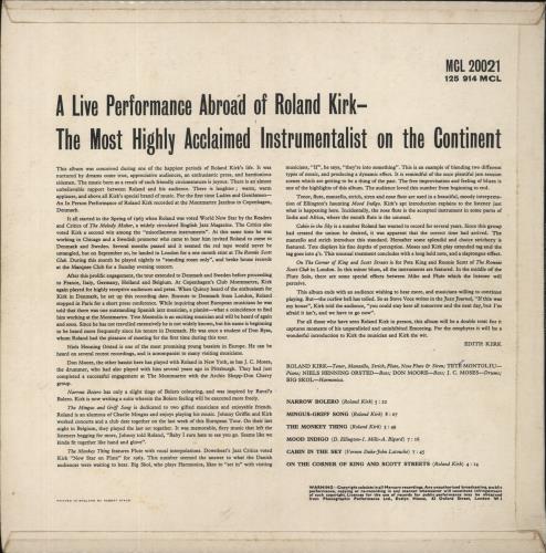 Roland Kirk Kirk In Copenhagen vinyl LP album (LP record) UK LKKLPKI504213