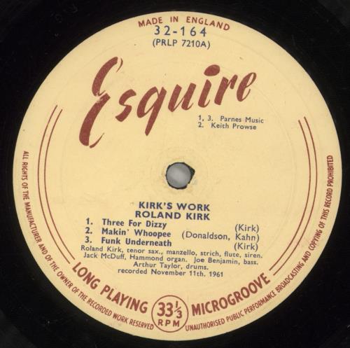 Roland Kirk Kirk's Work - VG vinyl LP album (LP record) UK LKKLPKI880907