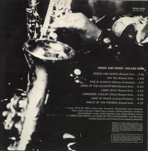Roland Kirk Reeds And Deeds vinyl LP album (LP record) UK LKKLPRE717766