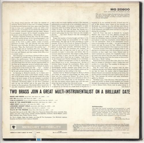 Roland Kirk Reeds And Deeds vinyl LP album (LP record) US LKKLPRE723773