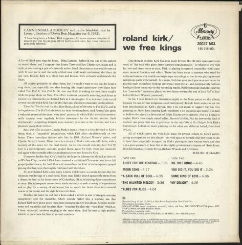 Roland Kirk We Free Kings vinyl LP album (LP record) UK LKKLPWE728718