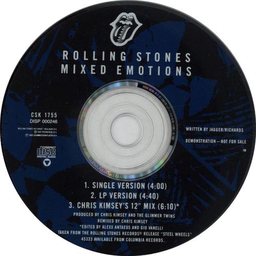 Rolling Stones Mixed Emotions US Promo CD single (CD5 / 5") (71458)