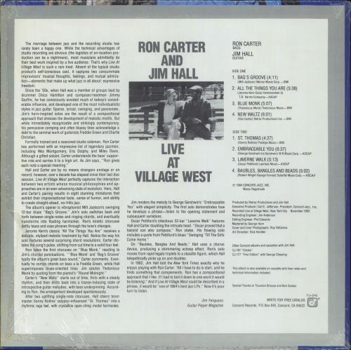 Ron Carter Live At Village West vinyl LP album (LP record) US R/CLPLI796992