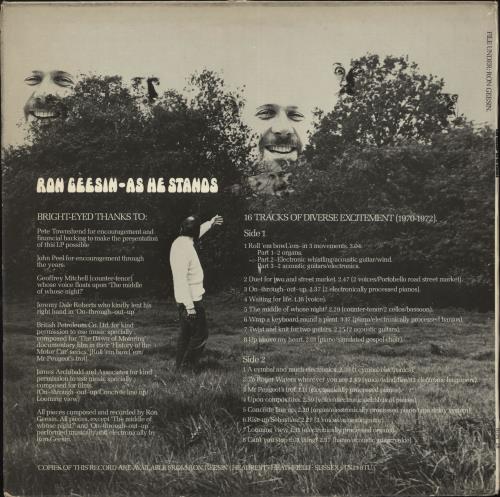 Ron Geesin As He Stands - EX vinyl LP album (LP record) UK RCBLPAS723306