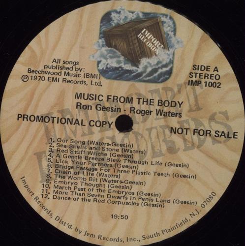 Ron Geesin Music From The Body vinyl LP album (LP record) US RCBLPMU682556