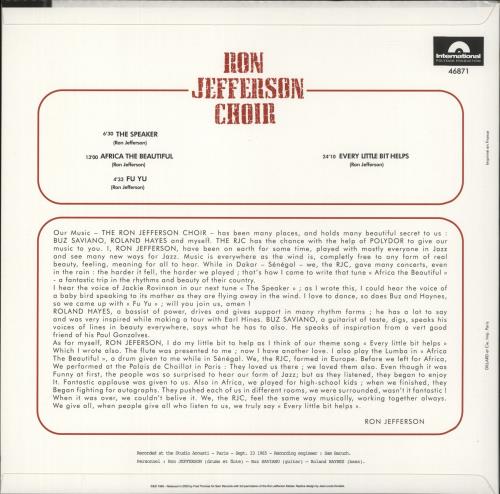 Ron Jefferson Choir Ron Jefferson Choir - 180gm Vinyl vinyl LP album (LP record) French 7SRLPRO869063