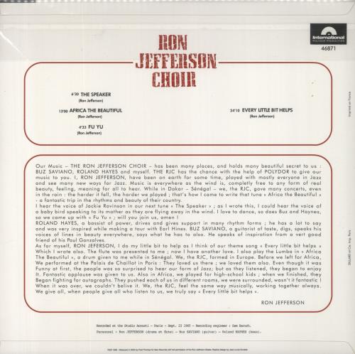 Ron Jefferson Choir Ron Jefferson Choir - 180gm vinyl LP album (LP record) French 7SRLPRO843445