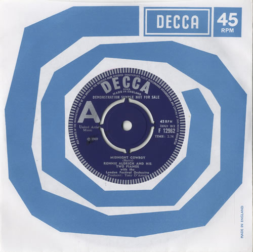 Ronnie Aldrich Midnight Cowboy 7" vinyl single (7 inch record / 45) UK R~A07MI469925