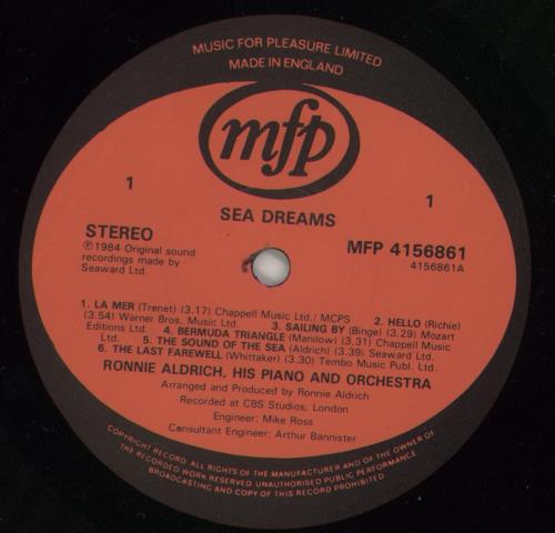 Ronnie Aldrich Sea Dreams vinyl LP album (LP record) UK R~ALPSE874236