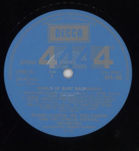 Ronnie Aldrich The Phase 4 World Of Burt Bacharach vinyl LP album (LP record) UK R~ALPTH387500