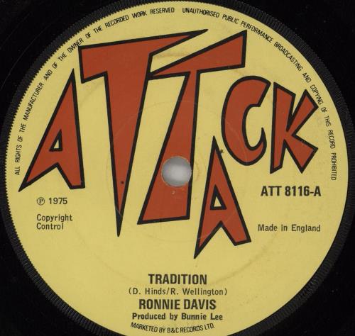 Ronnie Davis Tradition 7" vinyl single (7 inch record / 45) UK R4Z07TR755817