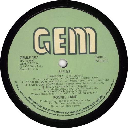 Ronnie Lane See Me + Insert vinyl LP album (LP record) UK RNLLPSE443758