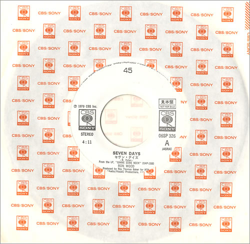 Ronnie Wood Seven Days 7" vinyl single (7 inch record / 45) Japanese RNW07SE308163