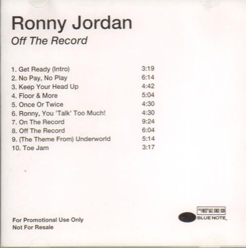 Ronny Jordan Off The Record CD-R acetate UK REQCROF653410