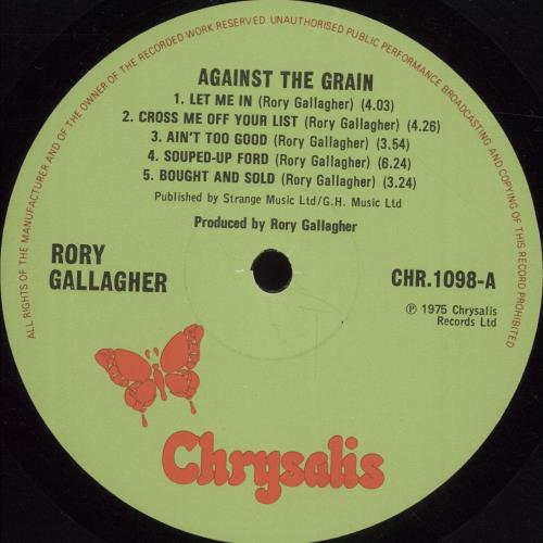 Rory Gallagher Against The Grain - 1st + Inner - EX vinyl LP album (LP record) UK RORLPAG698910