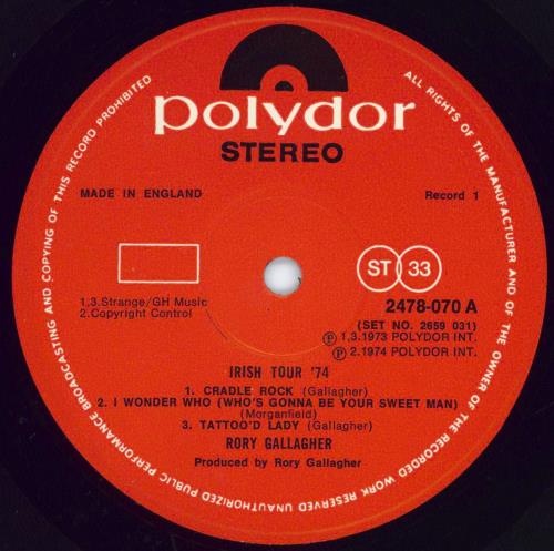 Rory Gallagher Irish Tour '74 - EX 2-LP vinyl record set (Double LP Album) UK ROR2LIR560175