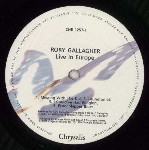 Rory Gallagher Live! In Europe vinyl LP album (LP record) UK RORLPLI887101