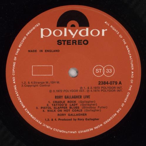 Rory Gallagher Live vinyl LP album (LP record) UK RORLPLI577410