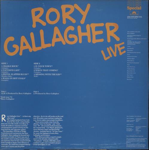 Rory Gallagher Live vinyl LP album (LP record) UK RORLPLI577410