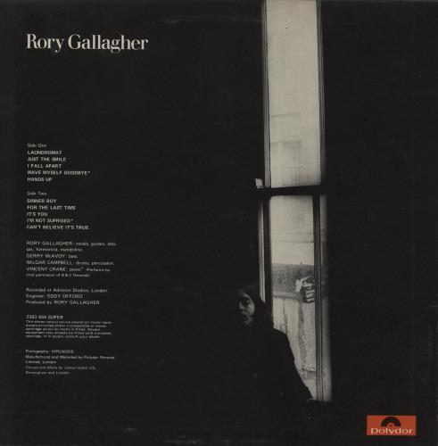 Rory Gallagher Rory Gallagher vinyl LP album (LP record) UK RORLPRO72012