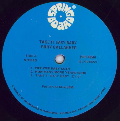Rory Gallagher Take It Easy Baby vinyl LP album (LP record) US RORLPTA829962