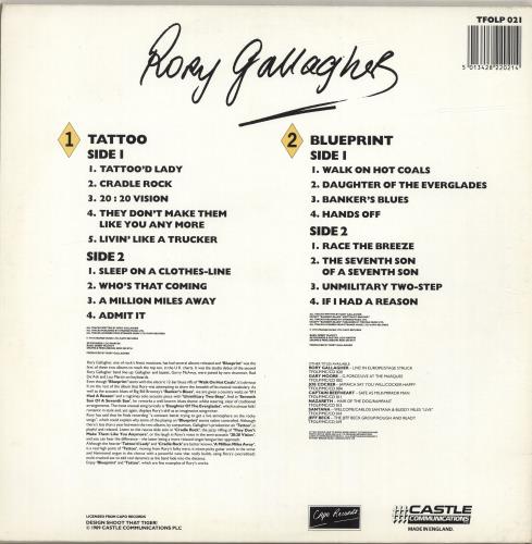 Rory Gallagher Tattoo / Blueprint 2-LP vinyl record set (Double LP Album) UK ROR2LTA689178