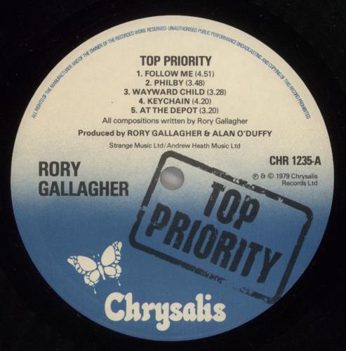 Rory Gallagher Top Priority - EX vinyl LP album (LP record) UK RORLPTO734865