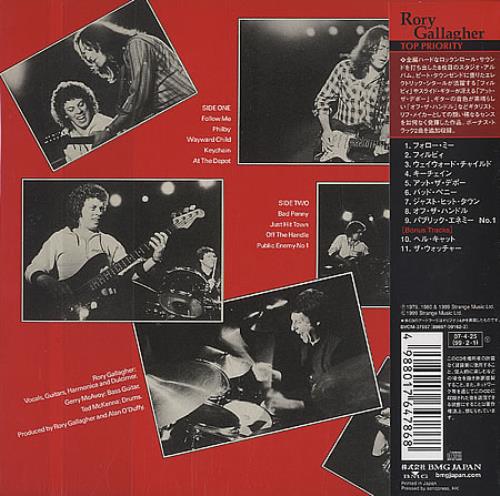 Rory Gallagher Top Priority CD album (CDLP) Japanese RORCDTO394609