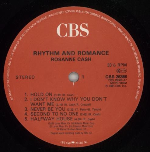 Rosanne Cash Rhythm And Romance vinyl LP album (LP record) UK R-CLPRH289821