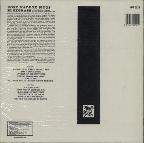 Rose Maddox Rose Maddox Sings Bluegrass vinyl LP album (LP record) UK ZYYLPRO763282