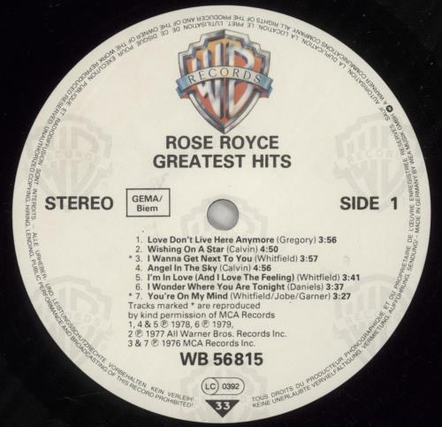 Rose Royce Greatest Hits vinyl LP album (LP record) German RRYLPGR588989