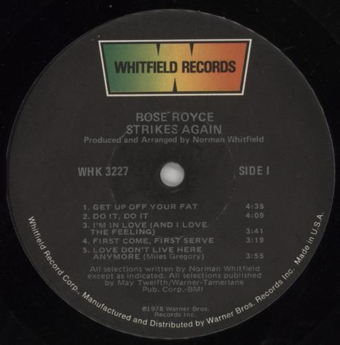 Rose Royce Strikes Again! vinyl LP album (LP record) US RRYLPST491348