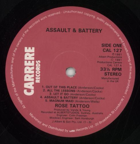 Rose Tattoo Assault And Battery vinyl LP album (LP record) UK RTALPAS616183