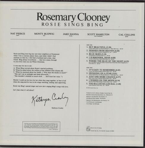 Rosemary Clooney Rosemary Clooney Sings The Music Of Cole Porter vinyl LP album (LP record) US 0RCLPRO761848
