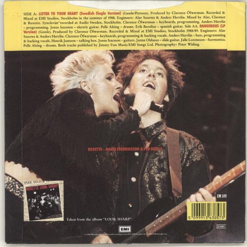 Roxette Listen To Your Heart - 2nd 7" vinyl single (7 inch record / 45) UK ROX07LI31799
