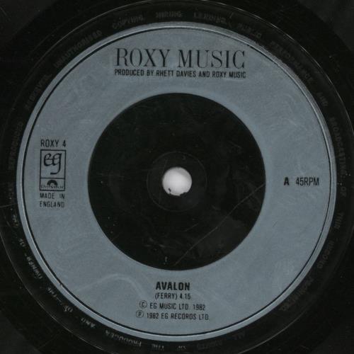 Roxy Music Avalon 7" vinyl single (7 inch record / 45) UK RXY07AV98301
