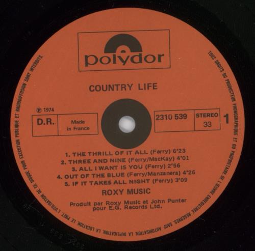 Roxy Music Country Life vinyl LP album (LP record) French RXYLPCO439357