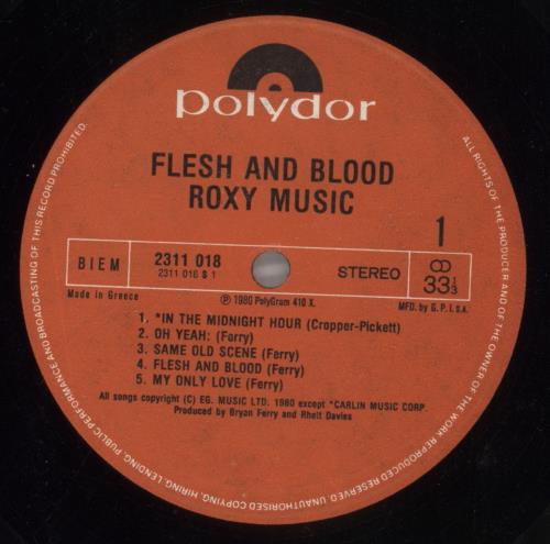 Roxy Music Flesh + Blood vinyl LP album (LP record) Greek RXYLPFL682252