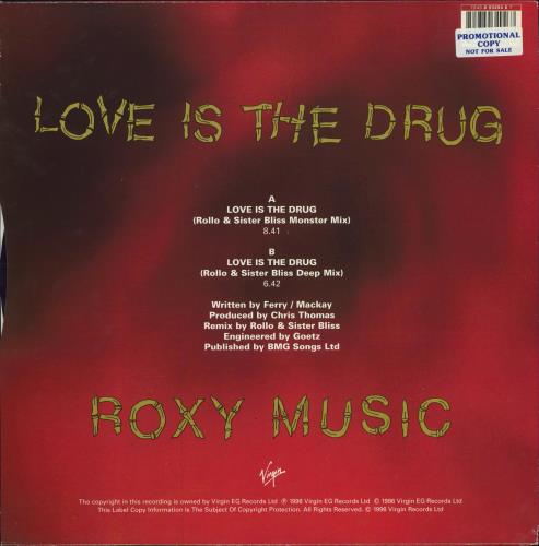 Roxy Music Love Is The Drug - Promo Stickered 12" vinyl single (12 inch record / Maxi-single) UK RXY12LO781429