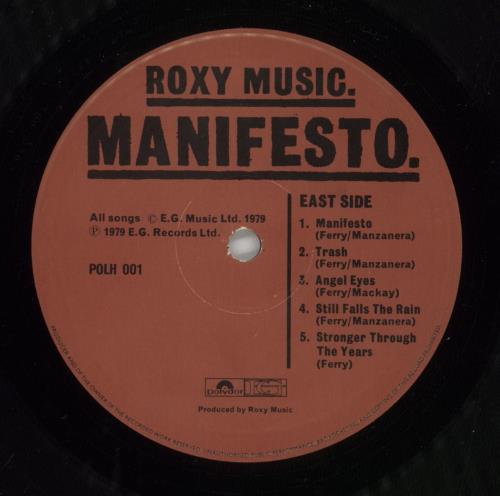 Roxy Music Manifesto + Black Inner vinyl LP album (LP record) UK RXYLPMA718166