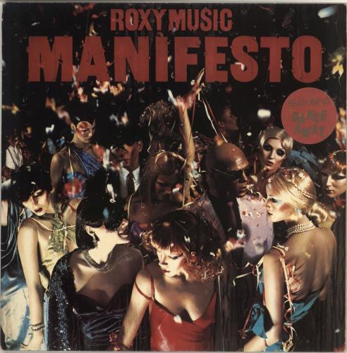 Roxy Music Manifesto - 'Dance Away' Sticker & Red Inner vinyl LP album (LP record) UK RXYLPMA707514
