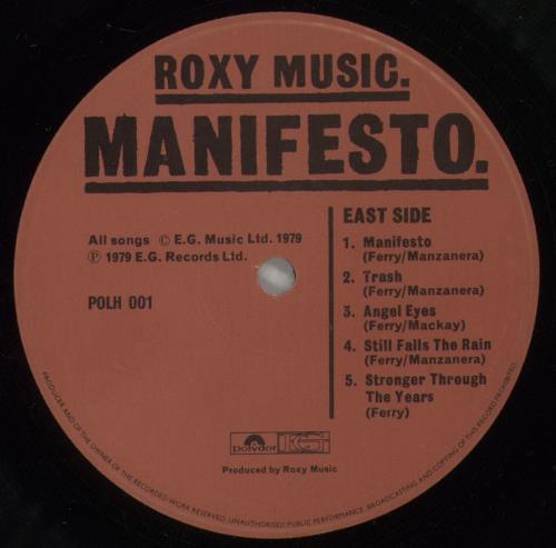 Roxy Music Manifesto media press kit UK RXYKIMA882174