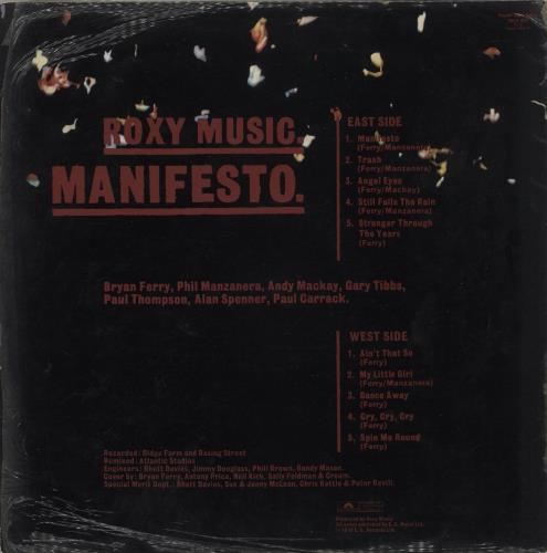 Roxy Music Manifesto media press kit UK RXYKIMA882174