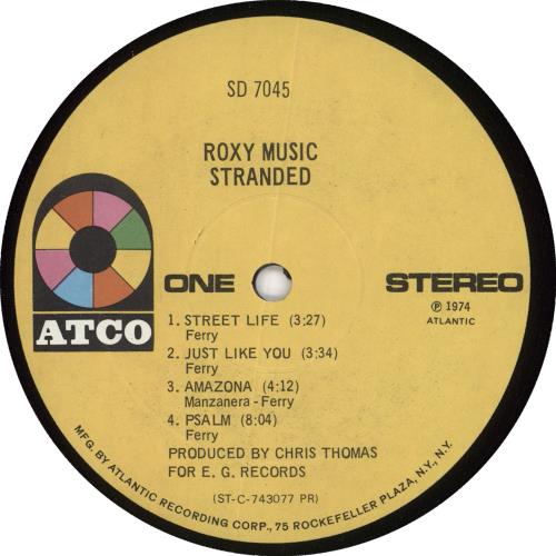 Roxy Music Stranded - Suggested Cuts sticker vinyl LP album (LP record) US RXYLPST517360