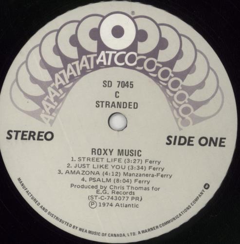 Roxy Music Stranded vinyl LP album (LP record) Canadian RXYLPST853653