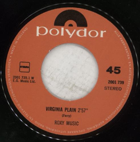 Roxy Music Virginia Plain 7" vinyl single (7 inch record / 45) Dutch RXY07VI879614