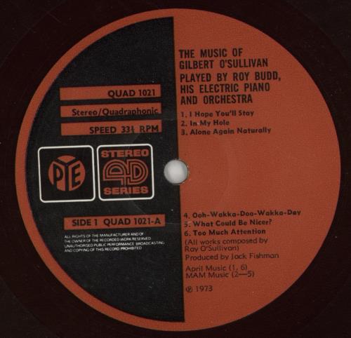 Roy Budd The Music Of Gilbert O'Sullivan vinyl LP album (LP record) UK RA9LPTH871050